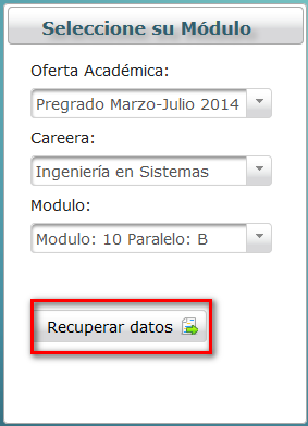 Opción para recuperar datos